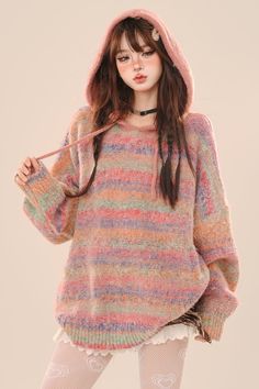 ❤︎ Color Bomb Gradient Stripe Hoodie Sweater❤︎
⚠This item will take about 15 days to ship. Apricot Sweater, Slouchy Style, Striped Hoodie, Hoodie Sweater, Apricot, Sweater Hoodie, Sweaters For Women, Color