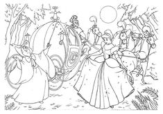 the princess and her friends are going to ride on their horse drawn carriage coloring page