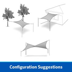 four different types of shade structures for trees