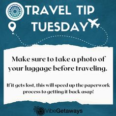 an advertisement with the words travel tip tuesday