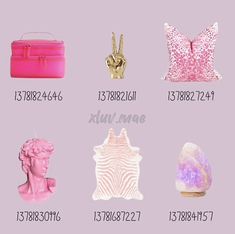 the different types of items are shown in pink and purple colors, with numbers on them