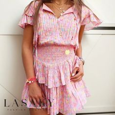 Lasaky - Floral Print Tiered Ruffle Hem Mini Dress Style Français, Cute Summer Dress, Ruffle Trim Dress, Preppy Dresses, Ruffles Fashion, Pink Floral Print, Ruffle Mini Dress, Ladies Dress, Cute Summer Dresses