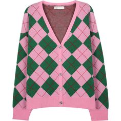 Green Pink Argyle Pattern Cardigan Elevate your wardrobe with our elegant Green Pink Argyle Pattern Cardigan. This timeless piece boasts a classic argyle pattern in beautiful shades of green and pink. Crafted with high-quality materials, it offers both style and comfort. Perfect for any occasion, this cardigan is a versatile addition to any fashion-forward wardrobe. Size:• S: Bust: 114cm/ 44.9 in. Length: 61cm/ 24.0 in. Sleeves: 70cm/ 27.6 in• M: Bust: 118cm/ 46.5 in. Length: 62cm/ 24.4 in. Slee Png Cardigan, Png Sweater, Cardigan Aesthetic, Boogzel Apparel, Pink Argyle, Png Clothes, Argyle Print, Argyle Cardigan, Pattern Cardigan