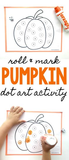 pumpkin dot art activity for toddlers to do with the letter k and number one