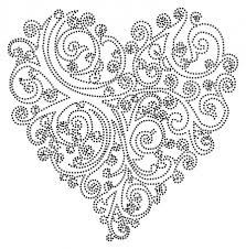 a heart made out of small black and white circles on a white background with the word love written in it