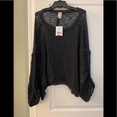 This Light Weight Pullover By Free People Is The Perfect Layering Piece. 100% Cotton, Nwt One Size Textured Knit Crew Neck Top, Black Relaxed Fit Knit Top For Spring, Oversized Pointelle Knit Tops For Layering, One Size Black Tops For Winter, Black Relaxed Fit Long Sleeve Top For Fall, Oversized Pointelle Knit Tops For Fall, Oversized Black Knit Top For Fall, One Size Knit Long Sleeve Tops, One Size Knit Fabrication Long Sleeve Tops