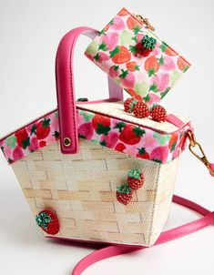 KITSCH FRESH N FRUITY PICNIC BASKET NATURAL | Women's Handbags – Betsey Johnson Satchel Backpack, Happy Hippie, Shoes Sandals Heels, Natural Women, Betsey Johnson Bags, A Picnic, Basket Bag, Crossbody Clutch, Blue Jewelry