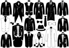 men's suit and tie silhouettes