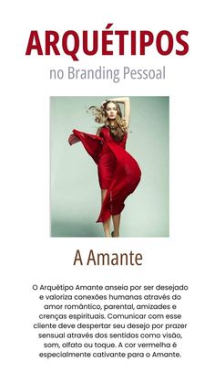 a woman in a red dress with the words arquettipos no branding personal