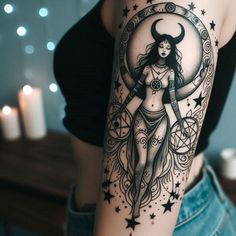 a woman with a tattoo on her arm