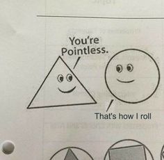 a piece of paper with an image of two faces and the words you're pointless