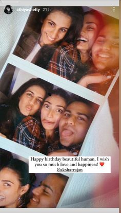 three pictures of people with the caption happy birthday beautiful human, i wish you so much love and happiness