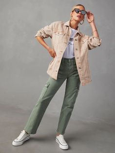 Your style game ain't no joke! Stand out in this Midland Oversized Frayed Denim Jacket in classic beige solid tone. Its effortless and oversized fit means you'll be the talk of the town, while the frayed details add a subtle touch of edginess! Get ready to be the envy of all your friends! Size Guide: Model is 5’7” tall, and has a 32.5” bust, 25.6” waist, & 34.8” hips. She is wearing a S / US 4 / AU 8. This jacket is true to size. Material: 100% cotton. Feature: Denim Fabrication. Collard. Long S Frayed Denim Jacket, Vici Collection, Talk Of The Town, Frayed Denim, Oversized Denim Jacket, The Talk, Relaxed Style, Beige Color, Oversized Fits