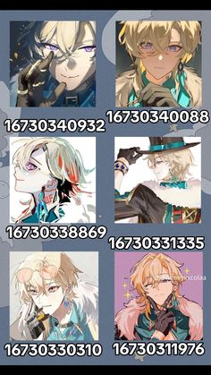 anime characters with different expressions and numbers