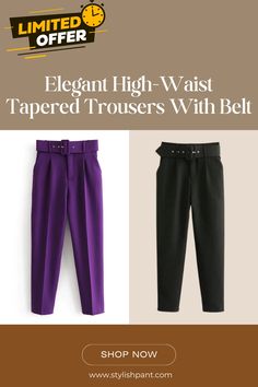 Elevate your wardrobe with our Elegant High Waist Tapered Trousers with Belt! 👖✨ Perfect for adding sophistication to any outfit, these trousers feature a flattering high waist and a chic tapered silhouette. Complete with a stylish belt for added flair, they're versatile enough for work or play. Upgrade your style game today! #TaperedTrousers #HighWaist #ElegantStyle #FashionForward #ShopNow #LinkInBio Trousers With Belt, Stylish Pants, Tapered Trousers, Upgrade Your Style, Pants Pattern, High Waisted Trousers, Elegant Style, Formal Event, Black Pants