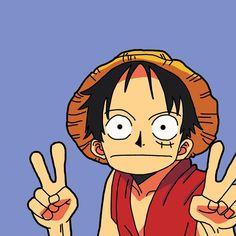 one piece is making the peace sign with his hand while wearing a straw hat and red scarf