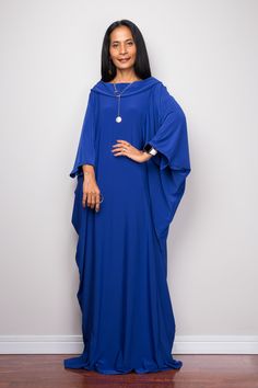 "Long blue dress. Blue Kaftan Dress. Modest blue kaftan dress by Nuichan PRODUCT SIZE : One Size Fits Most * Chest : free up to 60\" * Waist : free up to 60\" * Hips : free up to 60\" * Circumference bottom hem : 45\" * Length : 55\" * Sleeve length : 23\" MATERIAL * ITY Polyester MODEL : * Model chest : 32\", Height 160 cm (5.2) without high heel * Accessories excluded Produced by NUICHAN IMPORTANT NOTE *Please note that colours shown on your monitor may vary from the actual colour of the fabri Long Blue Evening Dress, Blue Long Evening Dress, Blue Fitted Kaftan, Blue Fitted Long Kaftan, Fitted Long Blue Kaftan, Blue Kaftan Dress, Blue Dress For Women, Blue Kaftan, Blue Dresses For Women