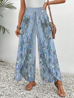 Women's H-Line Straight Pants Daily Going Out Pants Casual Scramble Random Print Summer Pants Trouser Designs Pakistani, Flowy Summer Pants, Going Out Pants, Casual Wide Leg Pants, Lightweight Pants, Fashion Catalogue, Summer Pants, Pants Casual, Womens Dress Pants