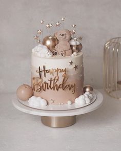 Beige Cake Birthday, Beige Birthday Theme, Girly Birthday Cakes, Cake Designs For Boy, Trending Summer Nails, Birthday Cake Design, Pastry Chocolate, Small Birthday Cakes