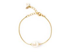 Gold Simply Pearlfect Bracelet - Kiel James Patrick Anchor Bracelet Made in the USA Chic Adjustable Pearl White Jewelry, Chic Adjustable Bracelet With Pearl Charm, Chic Adjustable Bracelets With Pearl Charm, Elegant Metal Pearl Bracelet With Extender, Classic Pearl Bracelet With Adjustable Chain, Classic Adjustable Gold Bracelet With Pearls, Classic Pearl Bracelets With Adjustable Chain, Chic Adjustable Pearl Bracelet With Charm, Chic Adjustable Pearl Bracelet With Pearl Charm