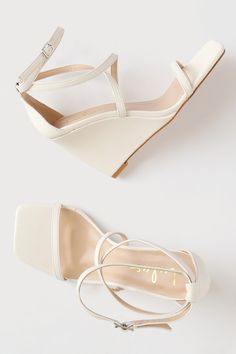 Strappy Wedge Sandals, White Wedges, Strappy Wedges, Size 11 Heels, Sandal Heels, Leather Wedges, Wedge Sandal, Strappy Sandals, Wedge Heels