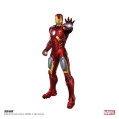 an iron man standing in front of a white background