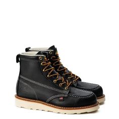 Style: 814-6201 **Please allow 2 weeks or longer for shipment.** Thorogood® American Heritage 6″ black moc toe work boots always put substance over style – but the black full-grain leather looks great too. Strong and durable, just like the person who wears them, these boots are up to the task and built to last. The six-inch shaft and fiberglass shank give you the support and flexibility you need when you’re on your feet all day, and the MAXWear Wedge™ slip-resistant outsole will help you stay on