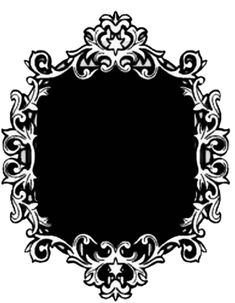 an ornate black and white frame