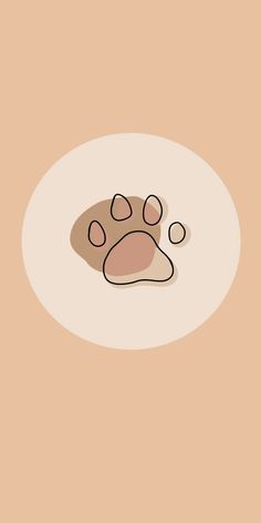 an animal's paw is shown in the middle of a white circle with brown spots