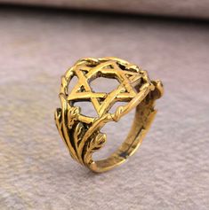 Jewish Star Ring, Star of David Ring, Handmade Jewelry, Gold Jewish Star Ring, Sacred Symbols Talisman Protective Amulet Shield of David IMPORTANT NOTE....👇 free surprise gift on purchase of 1 product. 2 rings free gifts on purchase of 5 products. ❥ Customers' satisfaction is our biggest priority, please contact us with any questions/queries for future or existing orders, and we will do our best to make sure you are happy with your order. ❥Please make sure to add the correct address during chec Vintage Handmade Star-shaped Jewelry, Vintage Handmade Star Jewelry, Adjustable Vintage Star-shaped Jewelry, Antique Gold Star-shaped Jewelry, Vintage Adjustable Star-shaped Jewelry, Vintage Adjustable Star Jewelry, Handmade Gold Star-shaped Ring, Handmade Star-shaped Gold Rings, Handmade Gold Star Rings