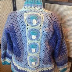 Size Large, 100% Acrylic Yarn Machine Wash In Cold, Low Dryer Winter Blue Crochet Tops, Fitted Crochet Blue Cardigan, Fitted Blue Crochet Cardigan, Handmade Blue Long Sleeve Cardigan, Handmade Blue Outerwear For Fall, Crocheted Cardigan, Acrylic Yarn, Cardigan Sweater, Sweater Cardigan