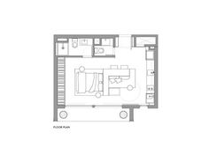 the floor plan for an apartment with two beds and one living room, which is divided into