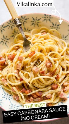 the best easy carbonara sauce no cream is made with only three ingredients in one bowl