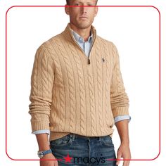 in stock Tall Sweater, Camel Sweaters, Quarter Zip Sweater, Sweaters Online, Mens Big And Tall, Knit Cotton, Polo Ralph Lauren Mens, Big & Tall, Quarter Zip