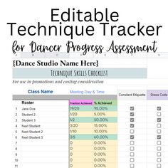 the editable technique tracker for dance progress