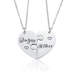 PRICES MAY VARY. 2Pcs Mother Daughter Necklace:You will get 2pcs mother daughter matching heart necklace. Size:Chain length is 18inch+1.97inch extension chain,the pendant size is 1.8inch*1.38inch. Material:Both pendant and chain are made of stainless steel,antiallergic and no harm to health,18K white gold plated,keep the color not easy to fade. Ideal Gift:the mother daughter necklace set fits every women girl,ideal gifts for mom and daughter onChristmas,Mother's Day,Valentine's Day,Graduation Gi Mother Daughter Necklaces, Mom Daughter Necklace, Daughter And Mother, Mother Daughter Necklaces Set, Necklaces For Mom, Granddaughter Necklace, Mom And Daughter Matching, Necklaces Set, Mother Daughter Necklace