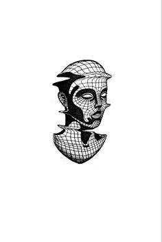 a black and white drawing of a man's face with a grid on it