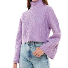 Wayf Nordstrom Lavender Sweet Nothings Cable Knit Crop Turtleneck Sweater Size S New Without Tags Excellent Condition Cable Turtleneck Sweater, Aritzia Sweater, Southern Shirts, Knit Tie, Cable Sweater, Sweet Nothings, Sweater Brands, Knit Crop, Wool Cardigan