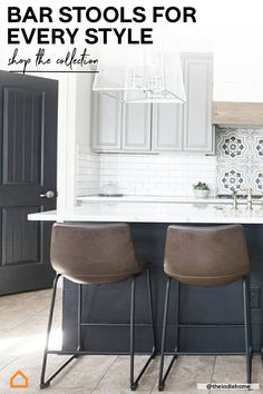 the bar stools for every style are up to date and easy to use in this kitchen