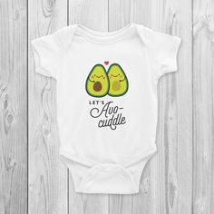 Let's Avocuddle Onesie, Bodysuit, Cute, Vegan Baby Gifts, Avocado Baby Shower, Avocado Toast, Kawaii Cute Fitted Onesie With Funny Print, Cute Fitted Green Onesie, Cute Cartoon Print Onesie For Birthday, Vegan Baby Shower, Trendy Baby Gifts, Avocado Baby, Vegan Baby, Shower Outfits, New Baby Announcements