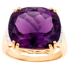 It comes with the original IGI Certificate All Gemstones are Natural Amethyst = 11.25 Carats Diamonds = 0.28 Carats Metal: 14K Yellow Gold Ring Size: 7* US *It can be resized complimentary Cushion Cut Gemstones With Accent Stones For Formal Occasions, Formal Cushion Cut Gemstones With Accent Stones, Formal Gold Amethyst Ring With Diamond Accents, Luxury Amethyst Cushion Cut Ring For Formal Occasions, Luxury Amethyst Cushion Cut Ring For Formal Events, Formal Cushion Cut Rings With Accent Stones, Luxury Cushion Cut Amethyst Ring For Formal Occasions, Formal Cushion Cut Ring With Accent Stones, Elegant Cushion Cut Yellow Gold Amethyst Ring