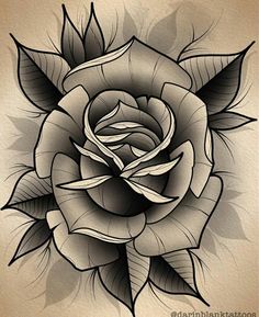 a black and white drawing of a rose