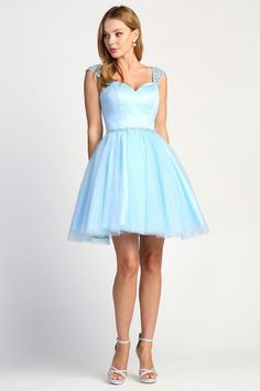 Blue Prom Dress Short, Party Short Dress, Sky Blue Prom Dress, Prom Dress Short, Blue Prom Dress, Blue Dress Formal, Girls Formal Dresses, Blue Tulle, Short Cocktail Dress