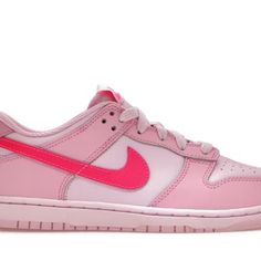 Bought On Stockx, But Got The Wrong Size. Verified Authentic. Brand New, Never Worn. The Nike Dunk Low Triple Pink (Grade School) Has A Full Leather Build, Which Makes Use Of Three Distinct Shades Of Pink To Complete The Look. The Base Has A Light Shade Of Pink, With A Slightly Contrasting Pink Overlay. The Look Is Completed By The Nike Swoosh In A Bold Pink That Provides A Strong Contrast And Stands Out Noticeably On The Shoe. In Addition To The Swoosh On Both Sides, The Nike Dunk Low Triple Pi Nike Triple Pink, Pink Low-top Sneakers For Gym, Pink Athletic Fit Low-top Sneakers, Nike Pink Low-top Sneakers, Pink Nike Sneakers With Synthetic Material, Pink Nike Shoes, Pink Nikes, Grade School, Kids Nike