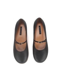 Editor's NotesMOL:pin presents sophisticated footwear that gives off a stylish mood.- Cute round shaped toe line- Buckle strap on the instep- Banding detail added to the strap- Soft and durable sheep leather usedMeasurements(in.)- Size: KR 225MM - KR 255MM (US 5.5 - 8.5)- Heel Height: 0.39 in.Composition & Care- Upper: Sheep Leather, Lining: Pig Skin- Natural leather may have fine scratches and wrinkles- Bright leather can get stained by denim or dark outfits- Pen and bond marks may occur du Black Low Heel Mary Janes For Business, Business Black Low Heel Mary Janes, Workwear Court Shoes With Leather Sole Ankle Strap, Business Mary Jane Heels With Round Toe, Modern Black Mary Janes For Work, Medium Width Ankle Strap Heels With Rubber Sole, Modern Mary Janes With Buckle Closure And Round Toe, Leather Court Shoes With Heel Loop, Medium Width, Black Leather Mary Janes For Business