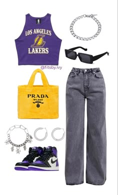 76ers Outfit Women, Basketball Jersey Dress Outfit, Laker Game Outfit Women, Lakers Jersey Outfit Woman, Lakers Game Outfit Women, Lakers Game Outfit, Lakers Outfit Women Style, Laker Outfit Women Style, Nba Basketball Game Outfit Women