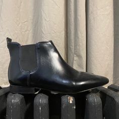 Handsome Black Ankle Boots From Madewell. Lightly Worn With Slight Scuffing In Right Front Toe. 3/4” Heel, Thick Leather And Shiny Surface. Two Hard Elastic Black Inserts In The Inside And Outside Of Each Shoe Makes Getting Them On And Off Easy. Classic. Beautiful. Fierce. Chic Chelsea Boots With Round Toe For Business, Black Chelsea Boots With Leather Sole And Low Heel, Black Chelsea Boots With Low Heel For Formal Occasions, Black Low Heel Chelsea Boots For Formal Wear, Classic Ankle Booties For Work, Black Chelsea Ankle Boots For Office, Pointed Toe Chelsea Boots For Work, Casual Pointed Toe Chelsea Boots For Work, Black Pointed Toe Chelsea Boots For Office