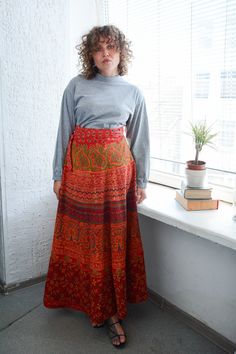 Vintage authentic 70's bohemian cotton patterned handmade wrap skirt. UK size not written but looks very flexible because there is just wrap around fastening. Model size on the photo is 8. Length 44 inches. Vintage Cotton Maxi Skirt, Hippie Cotton Wrap Skirt For Festivals, Vintage Long Skirt For Festival, Skirts Long, Wrap Around Skirt, Winter Skirt, Indian Cotton, Wrap Skirt, Wrap Around