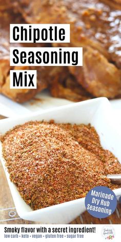 the recipe for chipotle seasoning mix in a white bowl