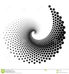 an abstract black and white background with dots in the shape of a spiral, consisting of circles